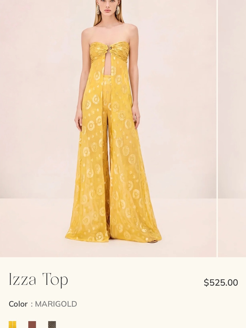 NWT Alexis SIZE S Izza Top AND pant set in Marigold Yellow